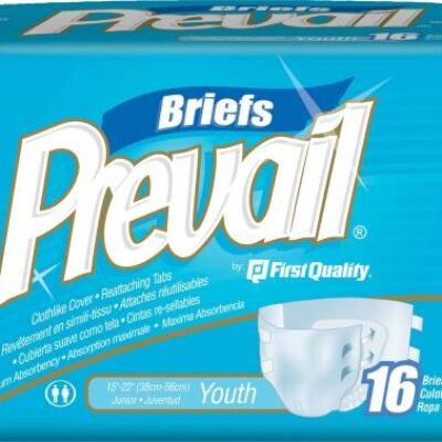 PV-015 Prevail Specialty Size Briefs, size: youth, white, waist size: 15″-22″, case of 96