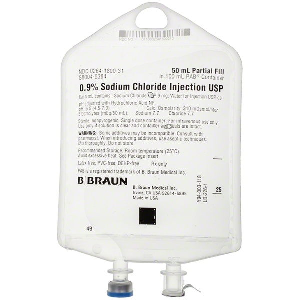 0.9% Sodium Chloride Injection USP, 50 mL Fill in 100 mL PAB® S8004-538400