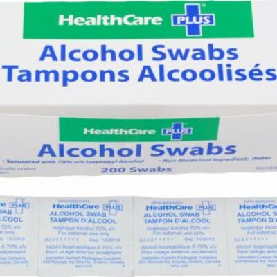 HealthCare Plus Alcohol Swabs Saturated With 70% v/v Isopropyl Alcohol 200/Box HAS-200